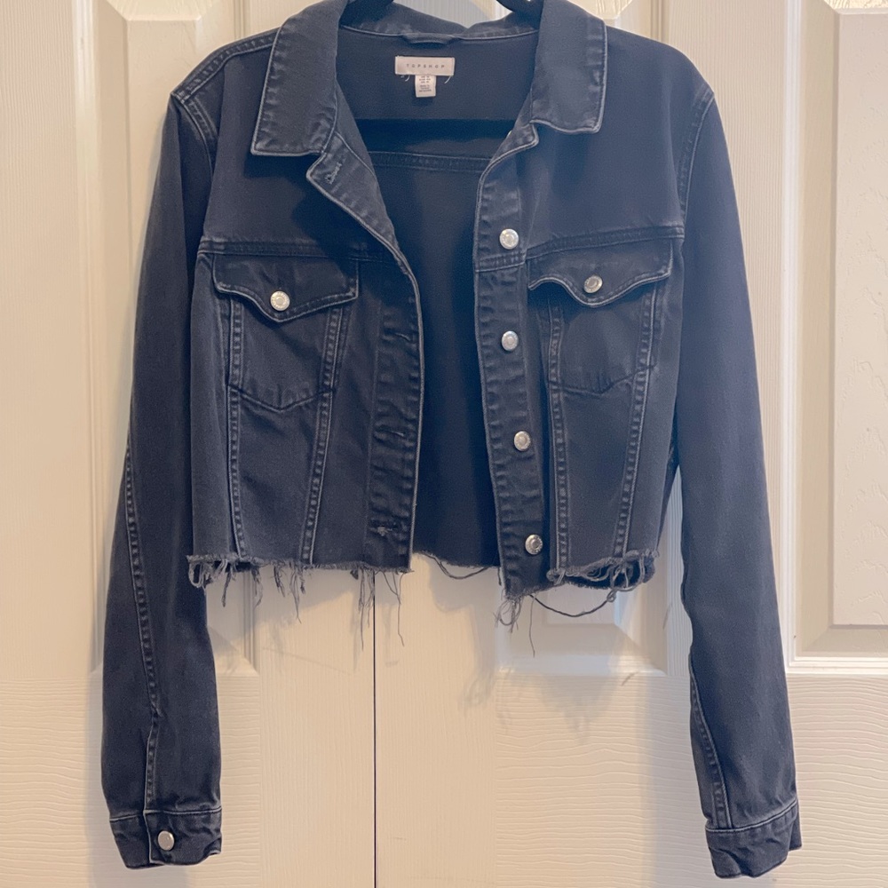 Top Shop Distressed Denim Cropped Jacket